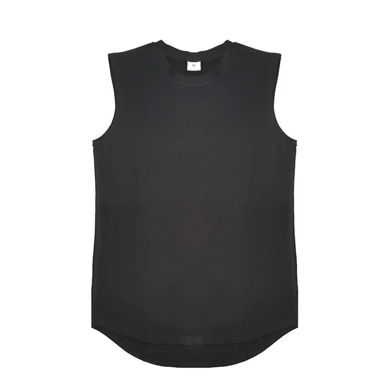 Running Vests Summer Mens Sports Fitness Shirt Cotton Round Neck Sleeveless T-Shirt Jogger Gym Bodybuilding Training Tank Tops