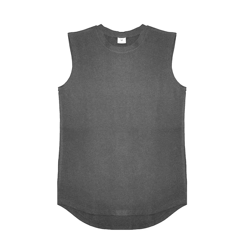Running Vests Summer Mens Sports Fitness Shirt Cotton Round Neck Sleeveless T-Shirt Jogger Gym Bodybuilding Training Tank Tops