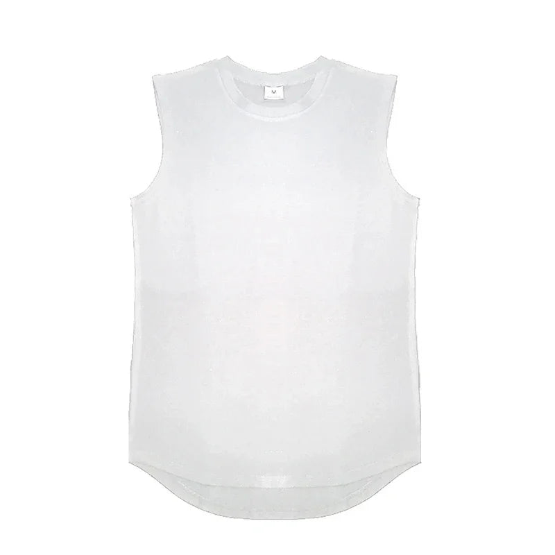 Running Vests Summer Mens Sports Fitness Shirt Cotton Round Neck Sleeveless T-Shirt Jogger Gym Bodybuilding Training Tank Tops