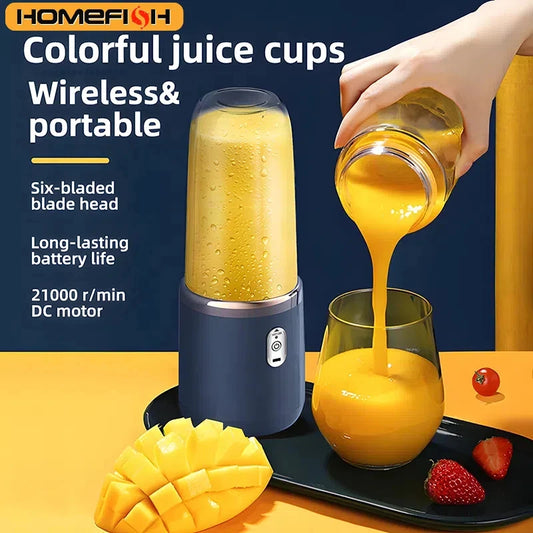 "Portable USB Blender – 6-Blade Rechargeable Smoothie Maker"
